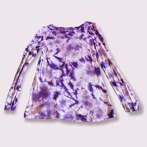 Long Sleeve Purple Tie Dye Top EUC  Girls’ Size 7